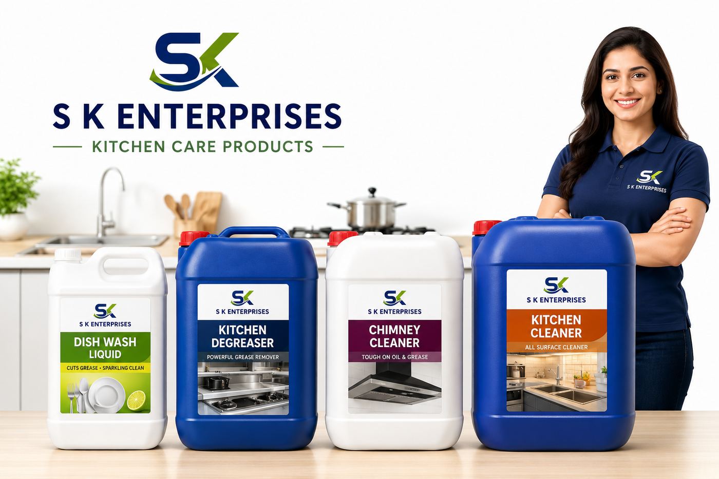 S K Enterprises kitchen care products range with brand logo